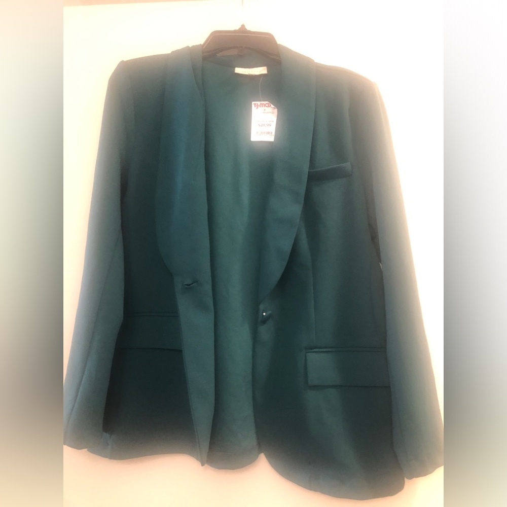 MELLODAY Teal Shawl Collar Blazer